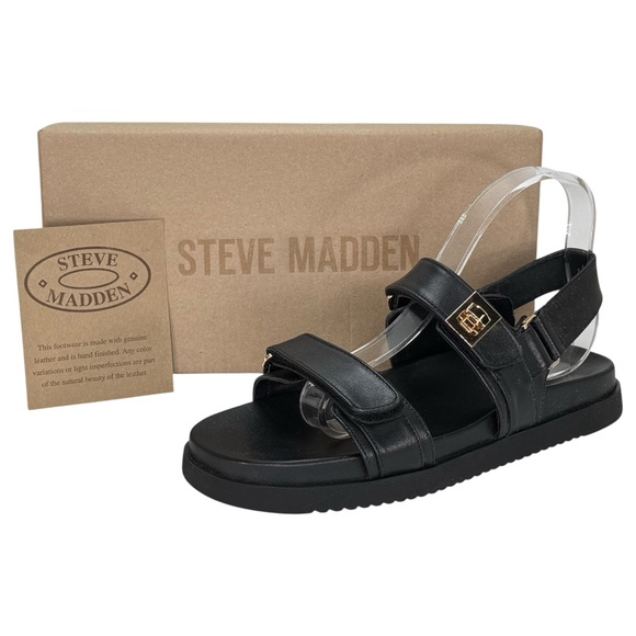 Steve Madden Mona Black Leather Slingback Womens Sandals Size 10M - Picture 13 of 14